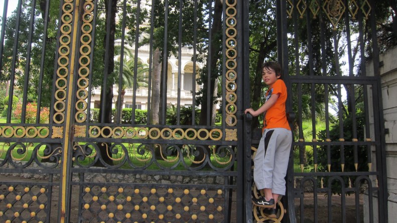 son of angelo. typical young boy, trying to go where he shouldn't